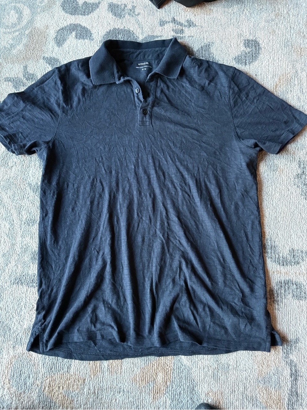 Vince Men’s Navy Blue Short-Sleeve Polo